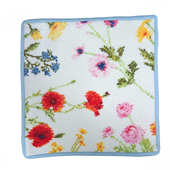 【店舗取り寄せ商品】フェイラー ウォッシュタオル FLower Meadow ブルー 25x25cm